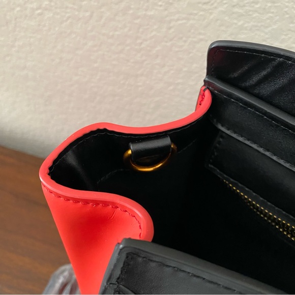 Tricolor Red Black Etoupe Micro Luggage Bag Convertible Crossbody C7-2 - Picture 8 of 13